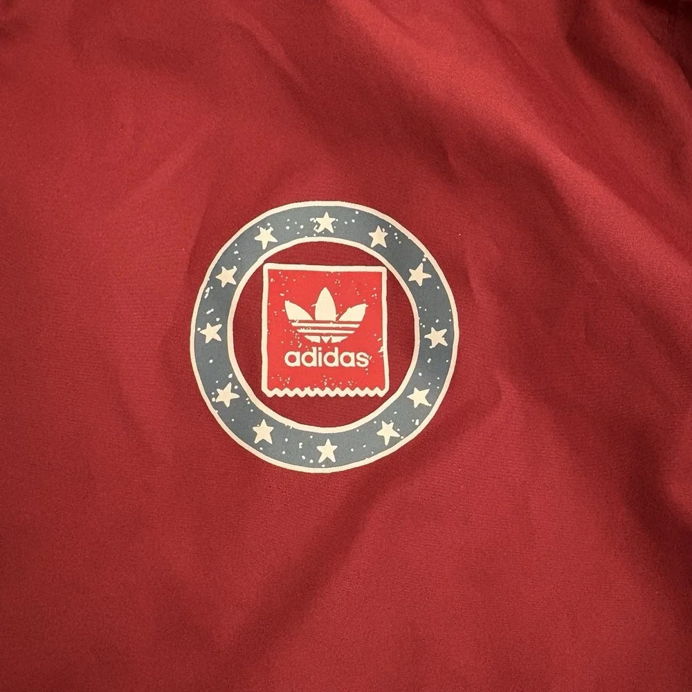 Adidas Skateboarding Mens‎ Red Windbreaker Jacket Zipper Hoodie Sz M Turkey Crew